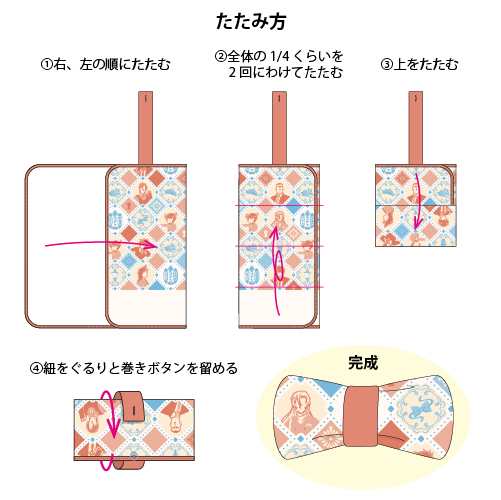 蝶ネクタイ型にたためるブランケット_たたみ方