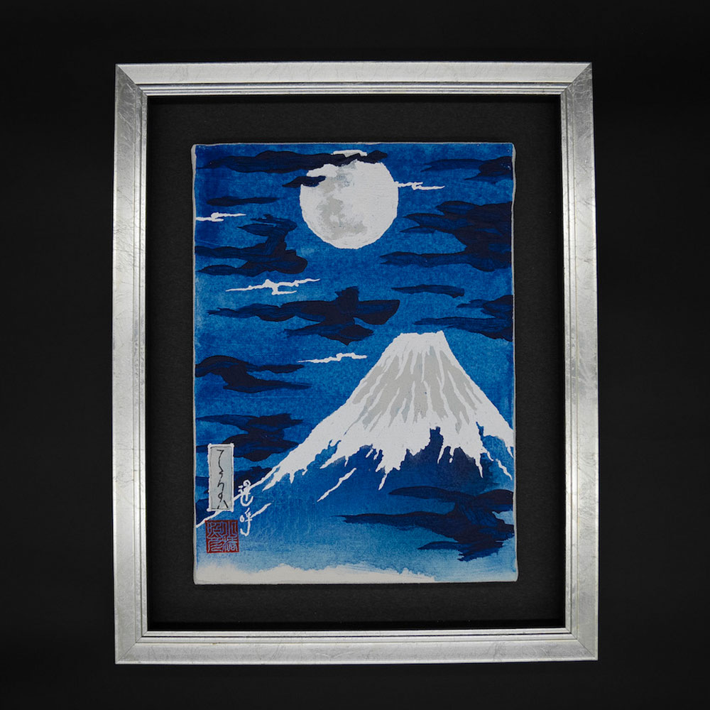 癒しの絵画＊満月星空青富士　金波　銀河富獄　夜空流星　金運邪気払い　sunsui 月見富士二十景」抽選販売 - GENTEN.HAKODATE OFFICIAL STOREGENTEN